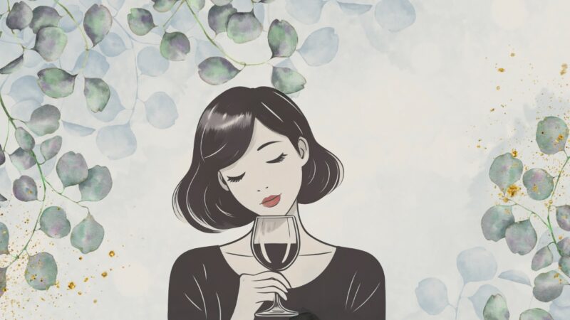 オーガニックワインを楽しむ女性